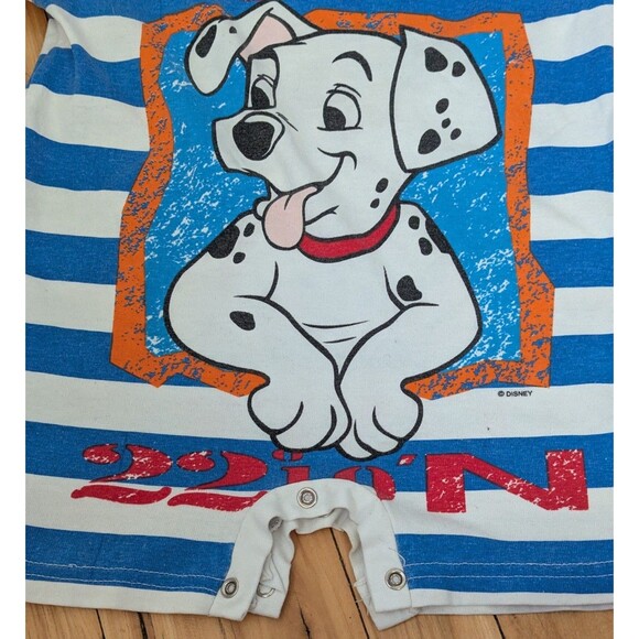 RARE Vintage Disney 101 Dalmatians Blue Stripe Romper Size 2T - Picture 7 of 12